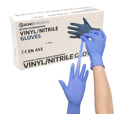 Guanti eliminabili di miscela del nitrile del vinile del PVC di dimensione media dei guanti del vinile di anti puntura