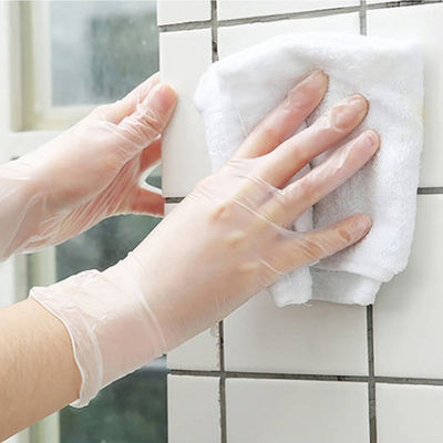 Anti guanti elastici acidi del PVC del vinile di protezione di lavoro eliminabile trasparente dei guanti