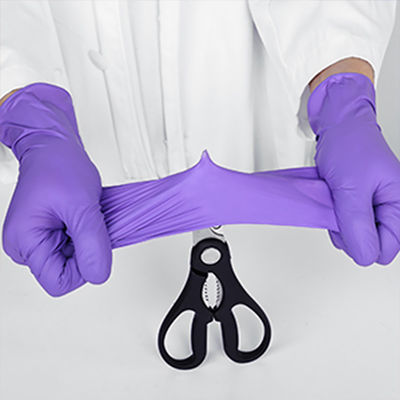 La polvere di gomma lunga di Mil Medical Nitrile Gloves Large di porpora 5 libera impermeabilizza