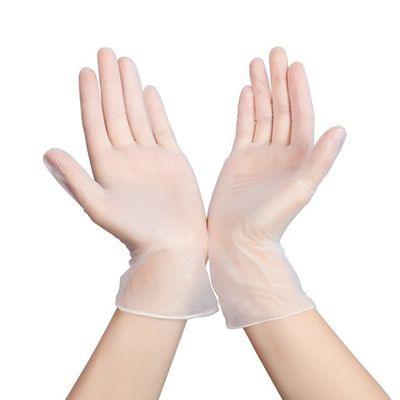 Anti guanti elastici acidi del PVC del vinile di protezione di lavoro eliminabile trasparente dei guanti