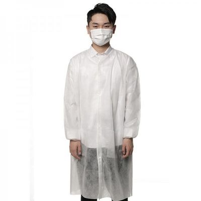 cappotto non tessuto bianco del laboratorio degli abiti eliminabili dell'ospedale di 35gsm SMS