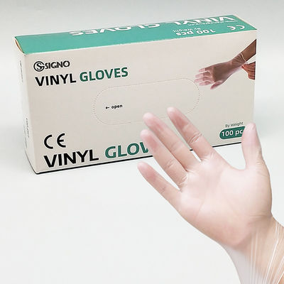 Anti guanti elastici acidi del PVC del vinile di protezione di lavoro eliminabile trasparente dei guanti