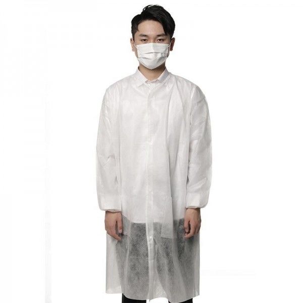 cappotto non tessuto bianco del laboratorio degli abiti eliminabili dell'ospedale di 35gsm SMS